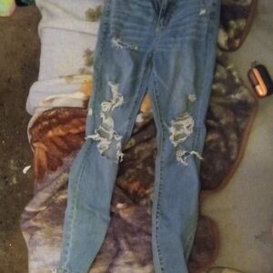 American Eagle Outfitters Light Blue Distressed Skinny Jeans